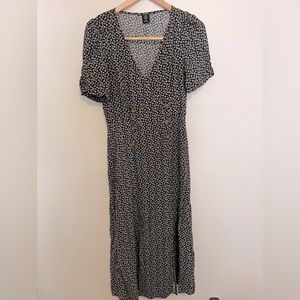 UO flower print front slit midi dress, XS